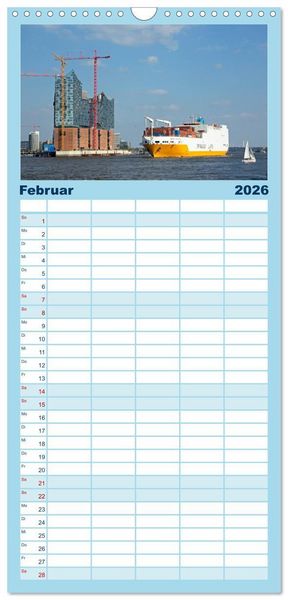 Produktbild: Familienplaner 2026 - Hamburg mit 5 Spalten (Wandkalender, 21 x 45 cm) CALVENDO