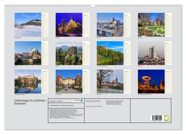 Produktbild: Unterwegs im sch&ouml;nen Sachsen (Wandkalender 2026 DIN A2 quer), CALVENDO Monatskalender