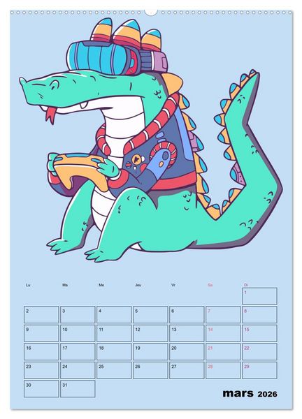 Produktbild: Animaux Gamers Amusants (Calendrier mural 2026 DIN A2 horizontal) calendrier de bureau