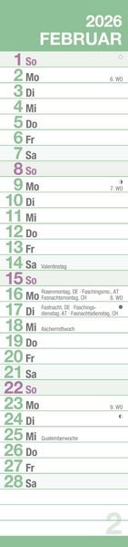 Produktbild: GROSSDRUCK Streifenplaner XL 2026 - Streifenkalender - Wandplaner - Küchen-Kalender - 15x64