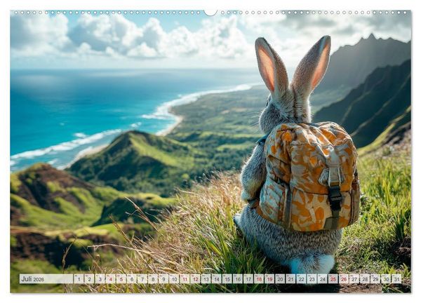Produktbild: Kaninchen auf Reisen (hochwertiger Premium Wandkalender 2026 DIN A2 quer), Kunstdruck in Hochglanz