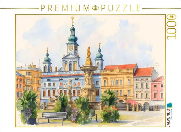 CALVENDO Puzzle Stadtansicht Budweis | 1000 Teile Lege-Größe 64x48cm Foto-Puzzle für glückliche Stunden
