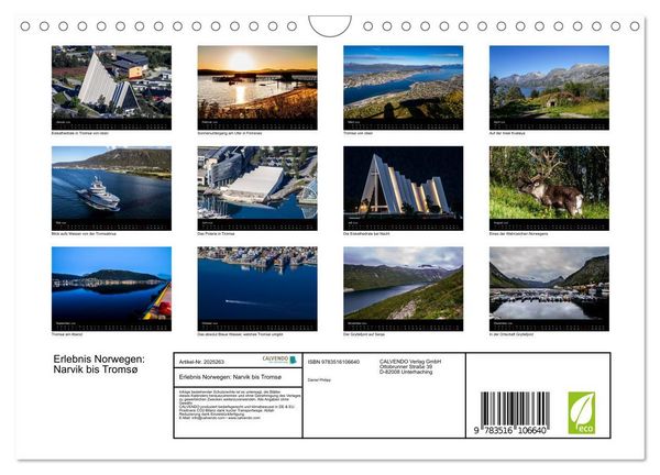 Produktbild: Erlebnis Norwegen: Narvik bis Troms&oslash; (Wandkalender 2026 DIN A4 quer), CALVENDO Monatskalender
