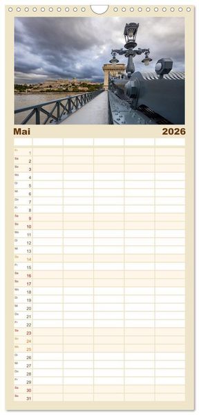 Produktbild: Familienplaner 2026 - KAISERLICHES BUDAPEST mit 5 Spalten (Wandkalender, 21 x 45 cm) CALVENDO