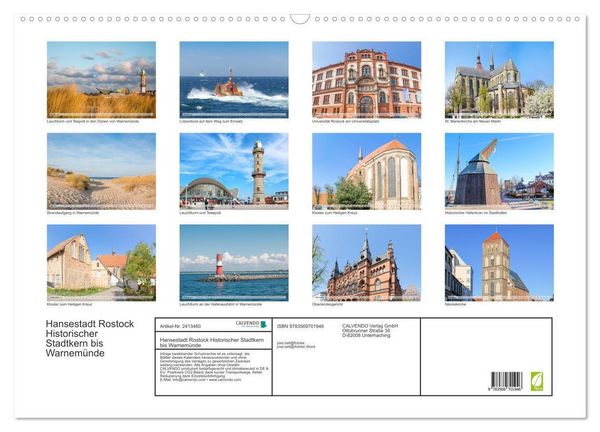 Produktbild: Hansestadt Rostock Historischer Stadtkern bis Warnem&uuml;nde (Wandkalender 2027 DIN A2 quer), CALVENDO Monatskalender