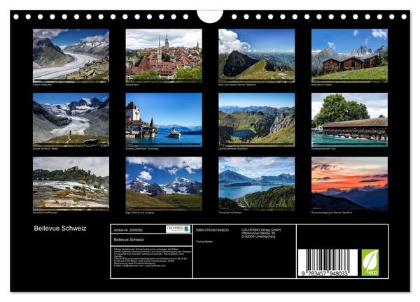 Produktbild: Bellevue Schweiz (Wandkalender 2026 DIN A4 quer), CALVENDO Monatskalender
