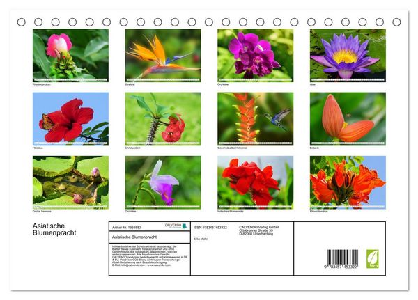 Produktbild: Asiatische Blumenpracht (Tischkalender 2026 DIN A5 quer), CALVENDO Monatskalender