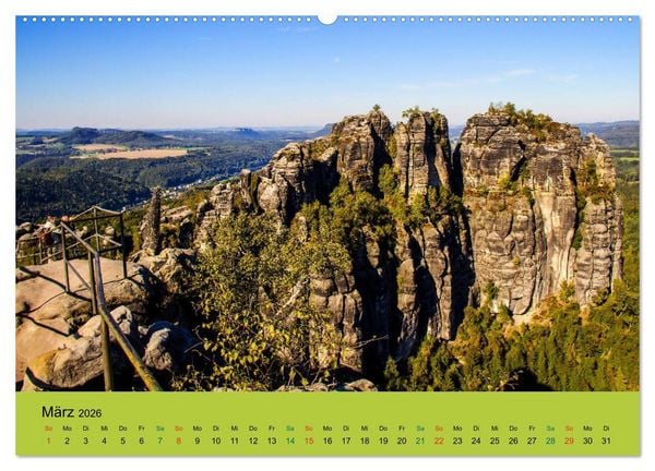 Produktbild: Im Elbsandstein - S&auml;chsisch-b&ouml;hmische Schweiz (hochwertiger Premium Wandkalender 2026 DIN A2 quer), Kunstdruck in Hochglanz