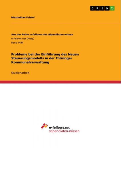 Produktbild: Probleme bei der Einf&uuml;hrung des Neuen Steuerungsmodells in der Th&uuml;ringer Kommunalverwaltung