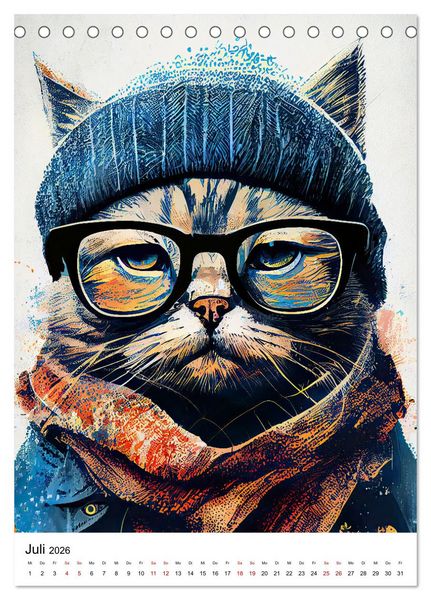 Produktbild: Hipster Katzen (Tischkalender 2026 DIN A5 hoch), CALVENDO Monatskalender
