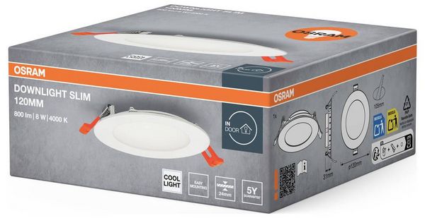 Produktbild: OSRAM HOMELIGHTING 4099854445156 Downlight Slim 120mm 8W 4000K LED-Deckenleuchte 8.00 W Wei&szlig;