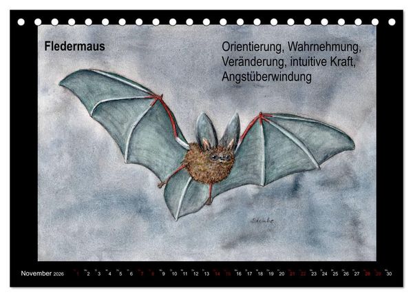 Produktbild: Krafttiere in Aquarell (Tischkalender 2026 DIN A5 quer), CALVENDO Monatskalender