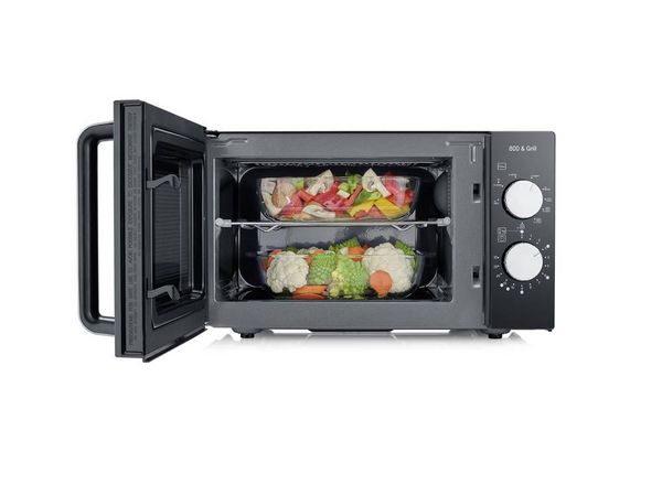 Produktbild: Severin MW 7762 Mikrowelle Schwarz, Edelstahl 800W Grillfunktion
