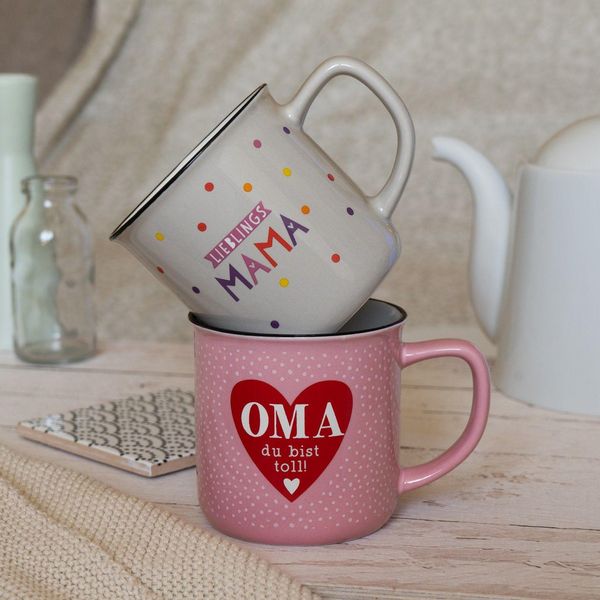 Produktbild: Becher in Emailloptik "Oma du bist toll!"