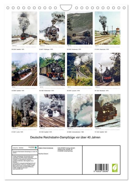 Produktbild: Deutsche Reichsbahn-Dampfz&uuml;ge vor &uuml;ber 40 Jahren (Wandkalender 2026 DIN A4 hoch), CALVENDO Monatskalender