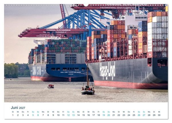 Produktbild: Schiffe gucken im Hamburger Hafen (hochwertiger Premium Wandkalender 2027 DIN A2 quer), Kunstdruck in Hochglanz