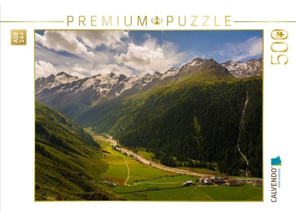 CALVENDO Puzzle Talschluss Langtaufers mit Melag und dem Karlinbach vom Langtauferer Höhenweg aus gesehen | 500 Teile Lege-Größe 48 × 36 cm Foto-Puzzle für Erwachsene