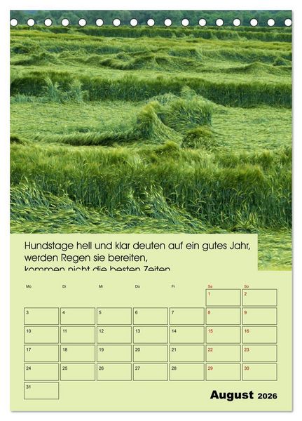 Produktbild: Wetter-Regeln der Bauern (Tischkalender 2026 DIN A5 hoch), CALVENDO Monatskalender