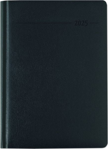 Buchkalender Balacron schwarz 2025 - Büro-Kalender A5 - Cheftimer - 1 Tag 1 Seite - 416 Seiten - Balacron-Einband - Zett