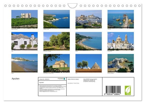 Produktbild: Apulien (Wandkalender 2026 DIN A4 quer), CALVENDO Monatskalender