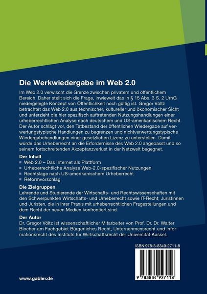 Produktbild: Die Werkwiedergabe im Web 2.0