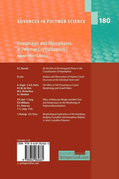 Produktbild: Interphases and Mesophases in Polymer Crystallization I