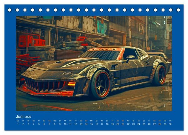 Produktbild: Zukunftsvisionen auf R&auml;dern - Dystopische Fahrzeuge (Tischkalender 2026 DIN A5 quer), CALVENDO Monatskalender