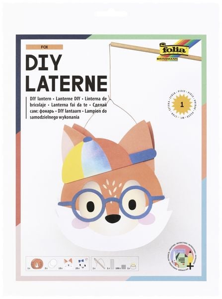 Produktbild: FOLIA Bastelartikel DIY Laterne Fuchs (FOX) inkl. 1 LED-Licht und Batterien