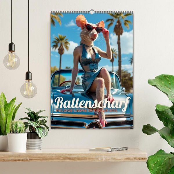 Produktbild: Rattenscharf &ndash; Pelzige Ladys im Pin-up-Stil (Wandkalender 2026 DIN A2 hoch), CALVENDO Monatskalender