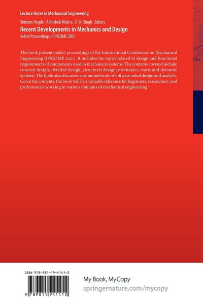 Produktbild: Recent Developments in Mechanics and Design
