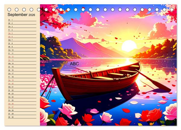 Produktbild: Manga-Landschaften: Ein visueller Ausflug durch Fantasiewelten (Tischkalender 2026 DIN A5 quer), CALVENDO Monatskalender