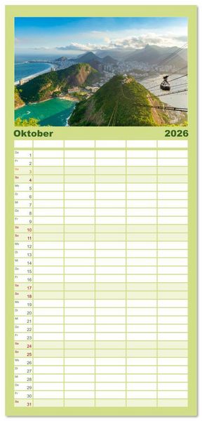 Produktbild: Familienplaner 2026 - Brasilien - Das einzigartige Land in S&uuml;damerika. mit 5 Spalten (Wandkalender, 21 x 45 cm) CALVENDO