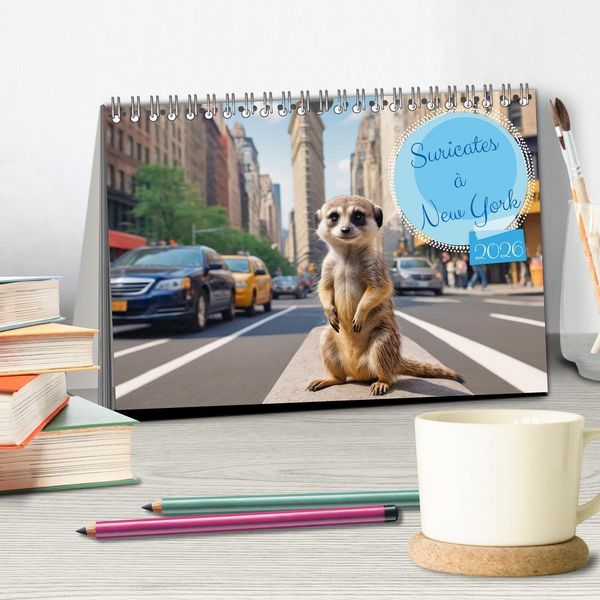 Produktbild: Suricates &agrave; New York (Calendrier de bureau 2026 DIN A5 vertical), CALVENDO calendrier mensuel