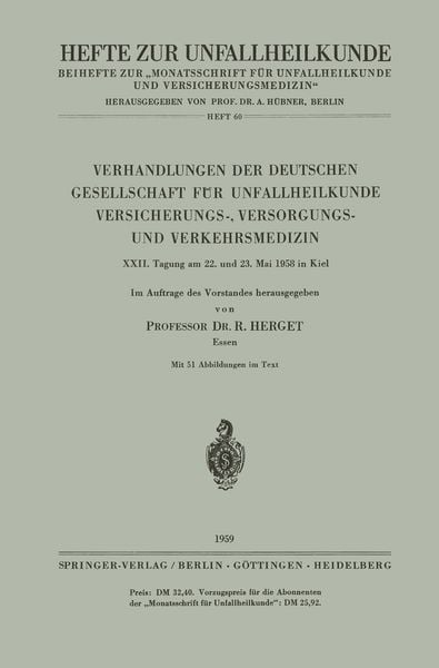 Produktbild: Verhandlungen der Deutschen Gesellschaft f&uuml;r Unfallheilkunde Versicherungs-, Versorgungs- und Verkehrsmedizin