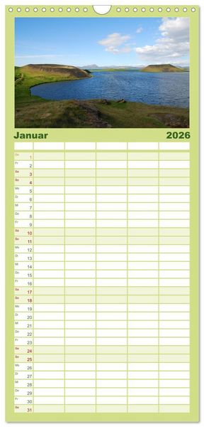 Produktbild: Familienplaner 2026 - Das ist ISLAND mit 5 Spalten (Wandkalender, 21 x 45 cm) CALVENDO