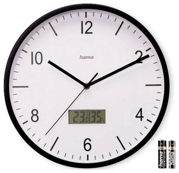Produktbild: Hama 00185887 Funk Wanduhr 35cm x 350mm x 350mm x 40mm Schwarz