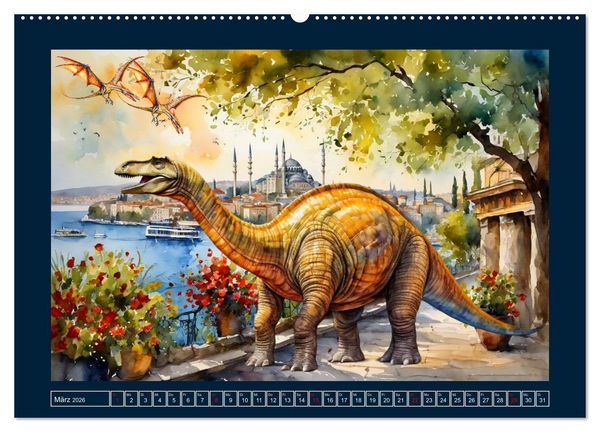 Produktbild: Dinosaurier erobern die Welt zur&uuml;ck (hochwertiger Premium Wandkalender 2026 DIN A2 quer), Kunstdruck in Hochglanz