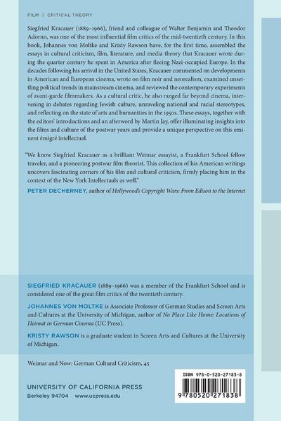 Produktbild: Siegfried Kracauer's American Writings