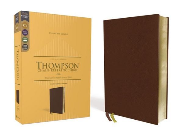Produktbild: Kjv, Thompson Chain-Reference Bible, Genuine Leather, Calfskin, Brown, Red Letter, Comfort Print