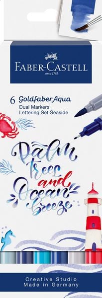 Produktbild: Faber-Castell Tuschestift Dual Marker Goldfaber Aqua, Seaside, 6er Set