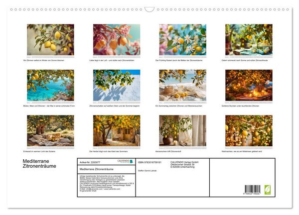Produktbild: Mediterrane Zitronentr&auml;ume (Wandkalender 2027 DIN A2 quer), CALVENDO Monatskalender
