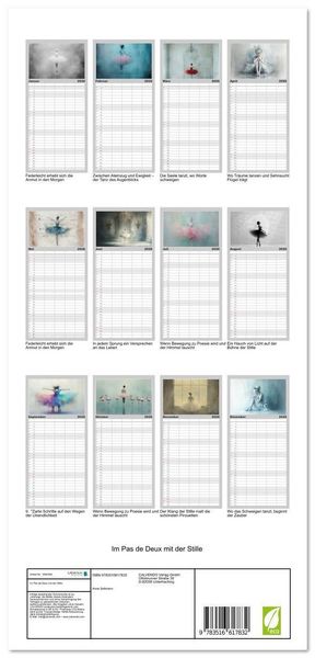Produktbild: Familienplaner 2026 - Im Pas de Deux mit der Stille mit 5 Spalten (Wandkalender, 21 x 45 cm) CALVENDO