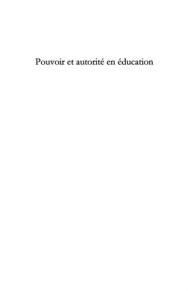 Produktbild: Pouvoir et autorite en education