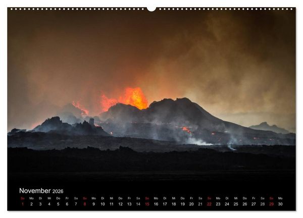 Produktbild: Vulkanausbruch - Island (Wandkalender 2026 DIN A2 quer), CALVENDO Monatskalender