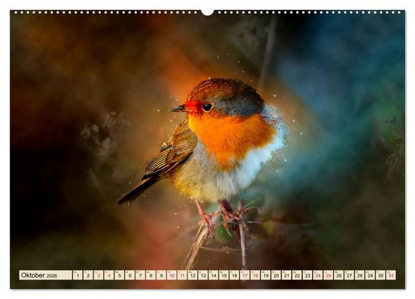 Produktbild: Bei uns im Garten - Rotkehlchen (Wandkalender 2026 DIN A2 quer), CALVENDO Monatskalender