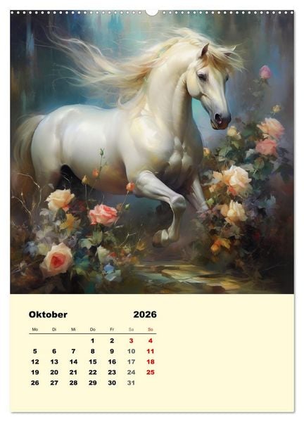 Produktbild: Pferde im romantischen Barockstil (hochwertiger Premium Wandkalender 2026 DIN A2 hoch), Kunstdruck in Hochglanz