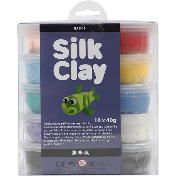 Produktbild: Creativ Company Silk Clay&reg;, Basic 1, sortierte Farben, 10x40 g