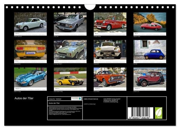 Produktbild: Autos der 70er (Wandkalender 2026 DIN A4 quer), CALVENDO Monatskalender