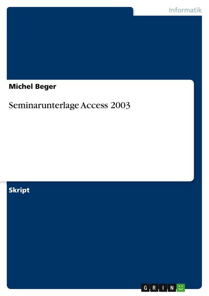 Produktbild: Seminarunterlage Access 2003