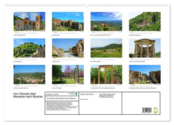 Produktbild: Von Olympia &uuml;ber Messene nach Mystras (Wandkalender 2026 DIN A2 quer), CALVENDO Monatskalender